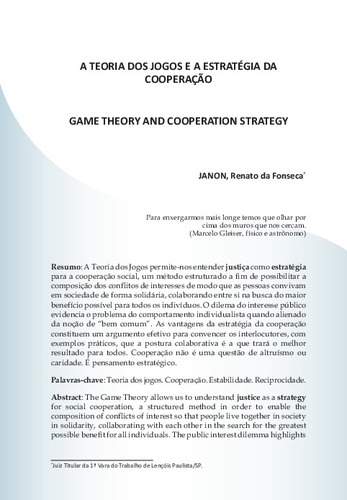 Conclusão de Teoria dos Jogos e da Cooperação